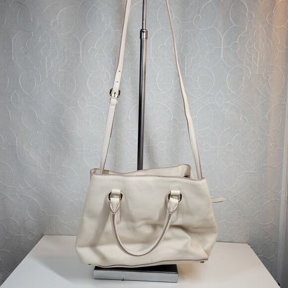 Kate Spade Larchmont Ave Evangelie Satchel Cream‎ Pebbled Leather Crossbody Bag - Picture 2 of 16